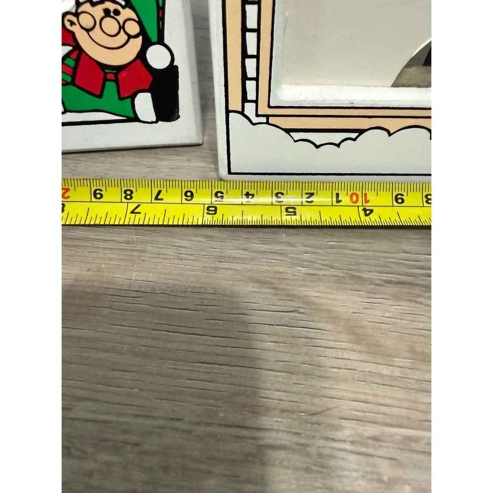 Vintage 1988 Cherry Hill Photo Christmas Wood Picture Frames Santa Toy Shop Set